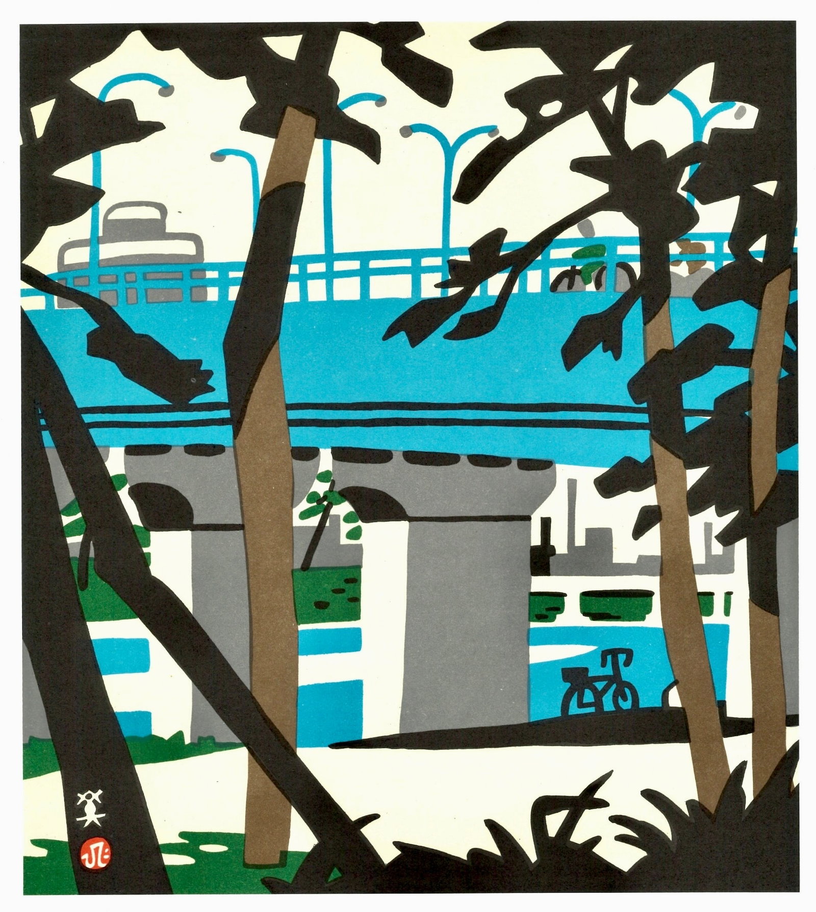 Offset Lithograph Print by Kawanishi Hide: Kawanishi Hide, (1894–1965). Title: “. Medium: Offset Lithography. Paper Type: Ho-Sho. Publisher: Kobe Shimbun. Printer's: Sanwa Printing & Taisei Art Printing Co, Ltd. Series: One Hundred Views o