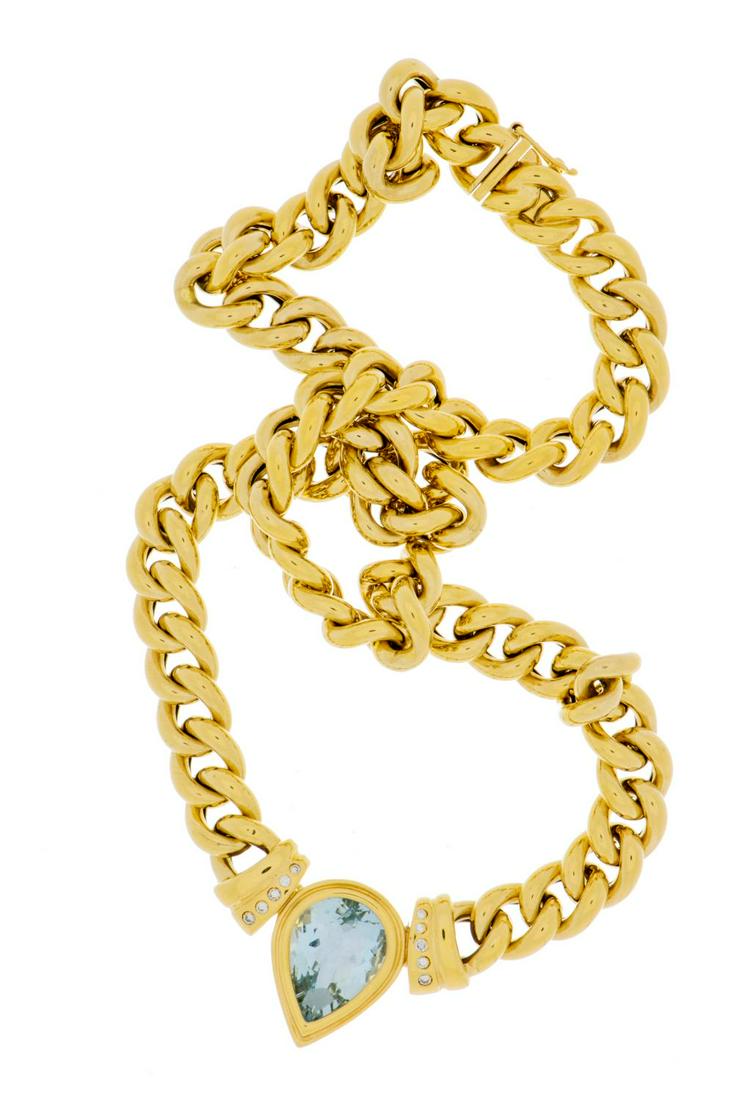 AQUAMARIN - NECKLACE & AQUAMARIN - EARCLIPS (1 of 3)