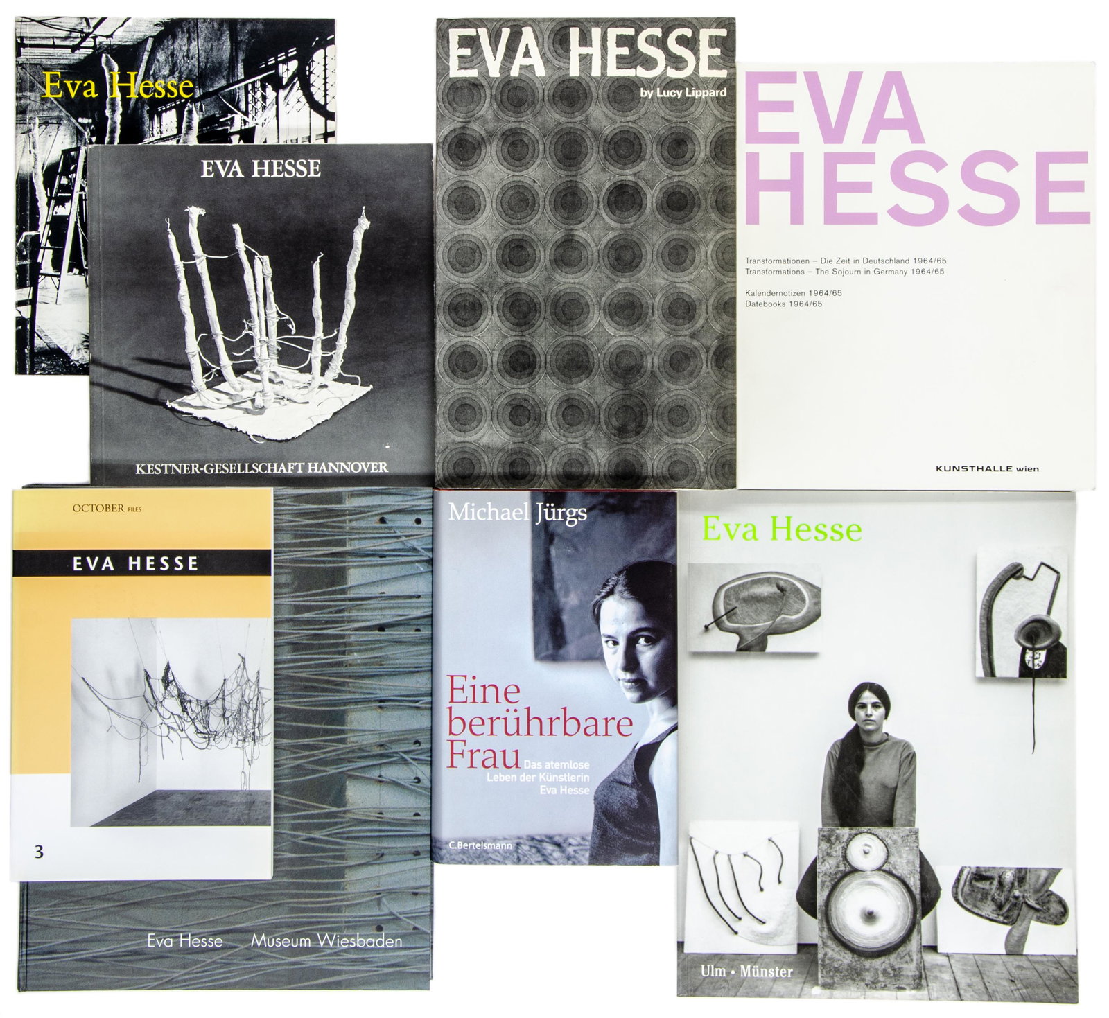 Hesse, Eva. Sammlung von 12 Publikationen zu Hesse. Verschiedene Orte und Verlage, ca. 1965-2002.: Hesse, Eva. Sammlung von 12 Publikationen zu Hesse. Verschiedene Orte und Verlage, ca. 1965-2002.Die Sammlung beinhaltet u.a.: I. Eva Hesse Catalogue Raisonné. Paintings. Sculpture. 2 Bände.