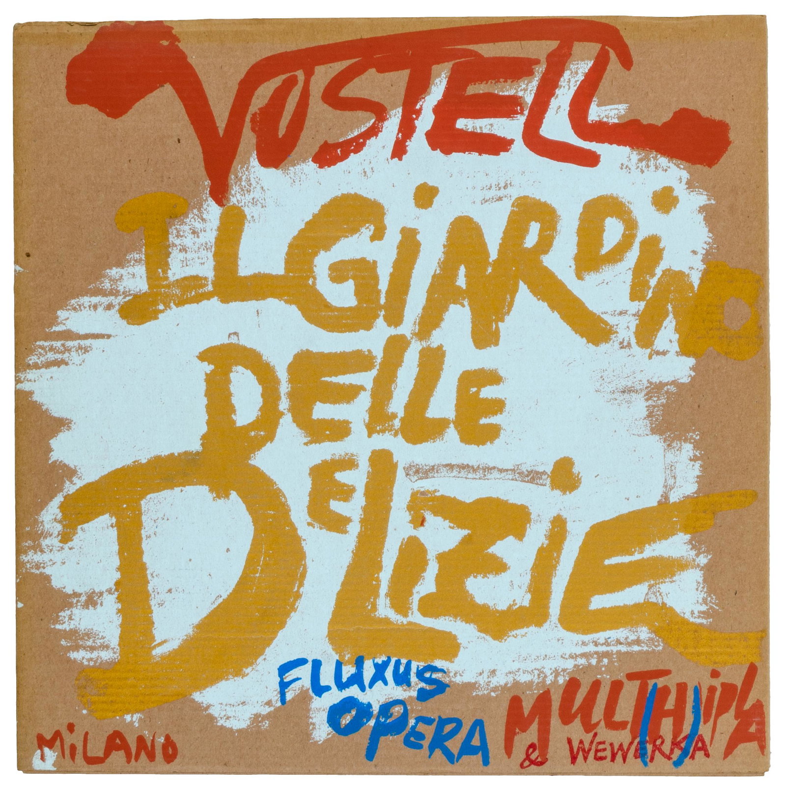Vostell, Wolf. Il Giardino Delle Delizie (Fluxus Opera). Garten der Lüste. Box Set mit 2 LPs.: Vostell, Wolf. Il Giardino Delle Delizie (Fluxus Opera). Garten der Lüste. Box Set mit 2 LPs. Multhipla Records und Edition Wewerka, 1984. 8 Bl. Beiheft und bedruckte Sleeves mit photographischen