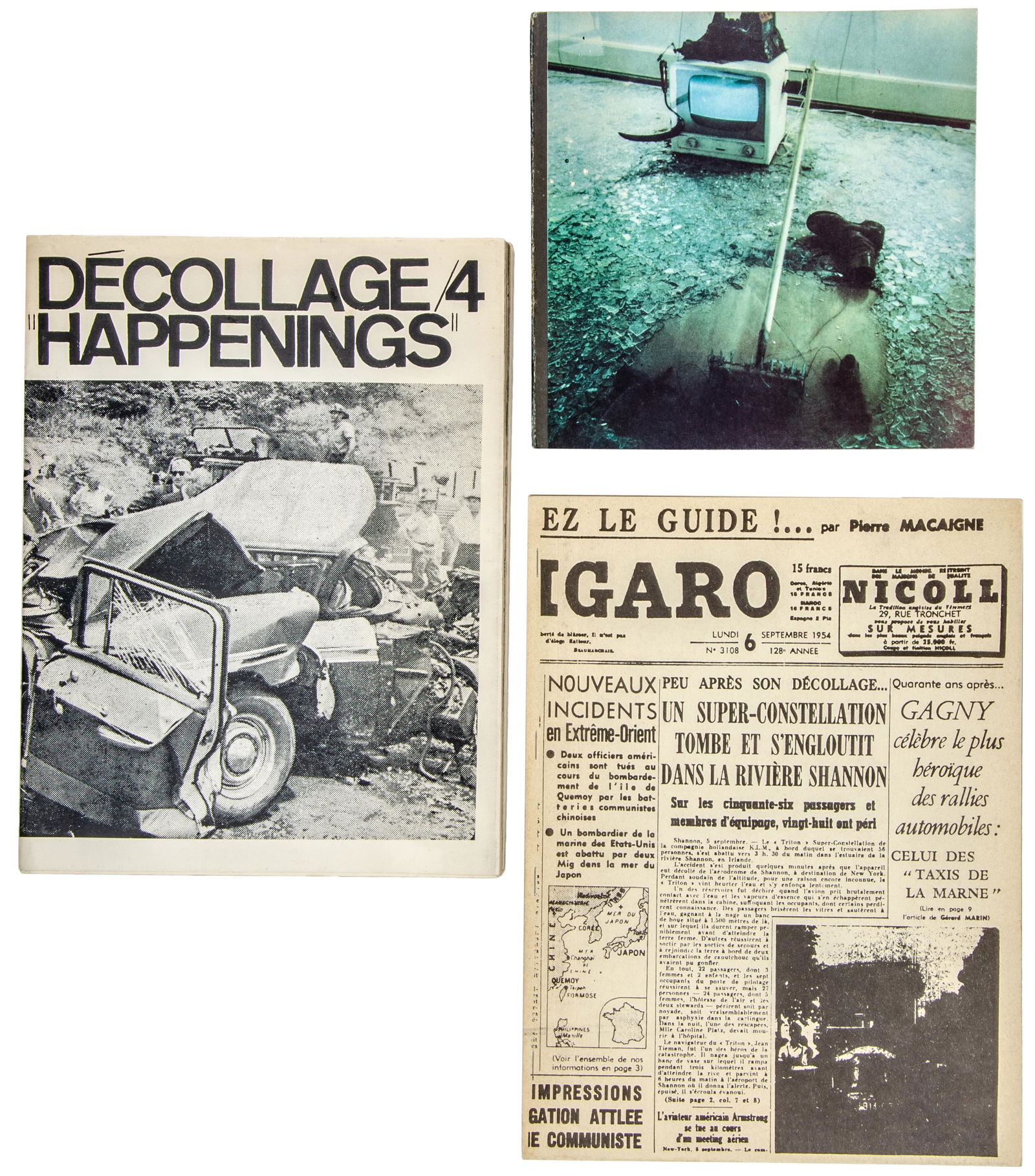 Vostell, Wolf - - décollage No 4, 6 und 7. Bulletin. Redaktion: Wolf Vostell. Mit ü: Vostell, Wolf - - décollage No 4, 6 und 7. Bulletin. Redaktion: Wolf Vostell. Mit überschriebener Original-Photographie von Dieter Roth, photographischen Abbildungen, Zeichnungen und Objekte