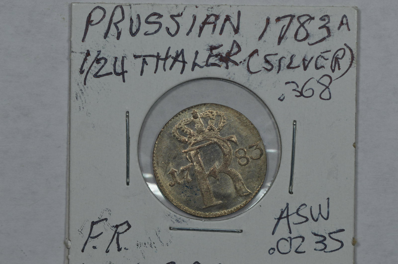 German States, Prussia. 1783-A Silver 1/24 Thaler (1 of 2)