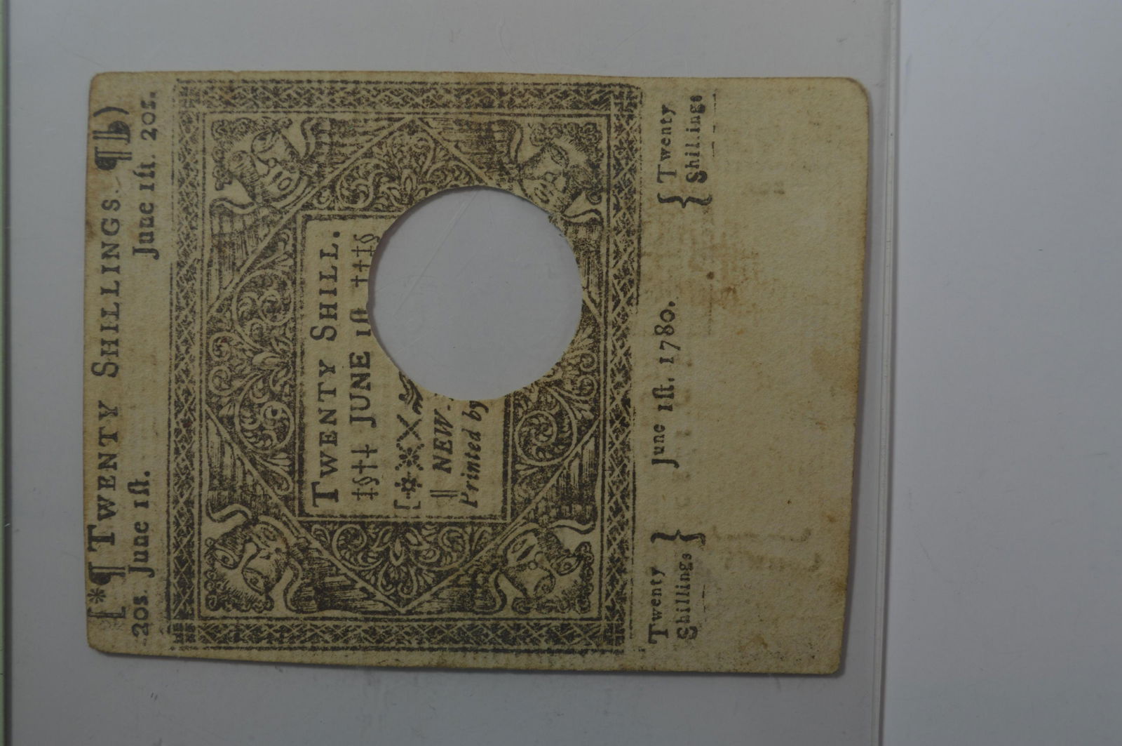 U.S. Colonial Currency, Connecticut. 20 Shillings (1 of 2)