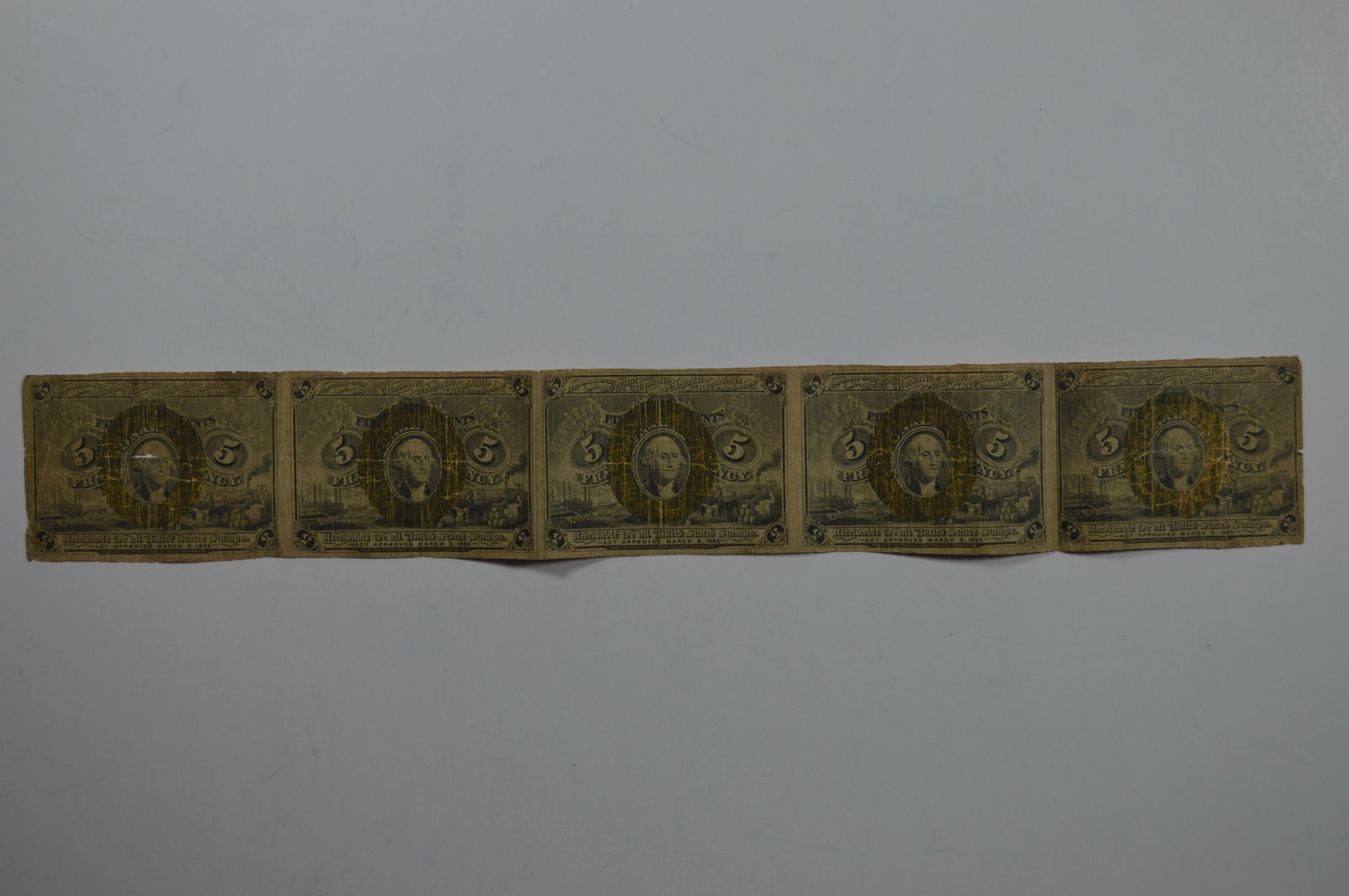 An Unusual Second Issue 5c Fr-1232 Horizontal Strip of (1 of 2)