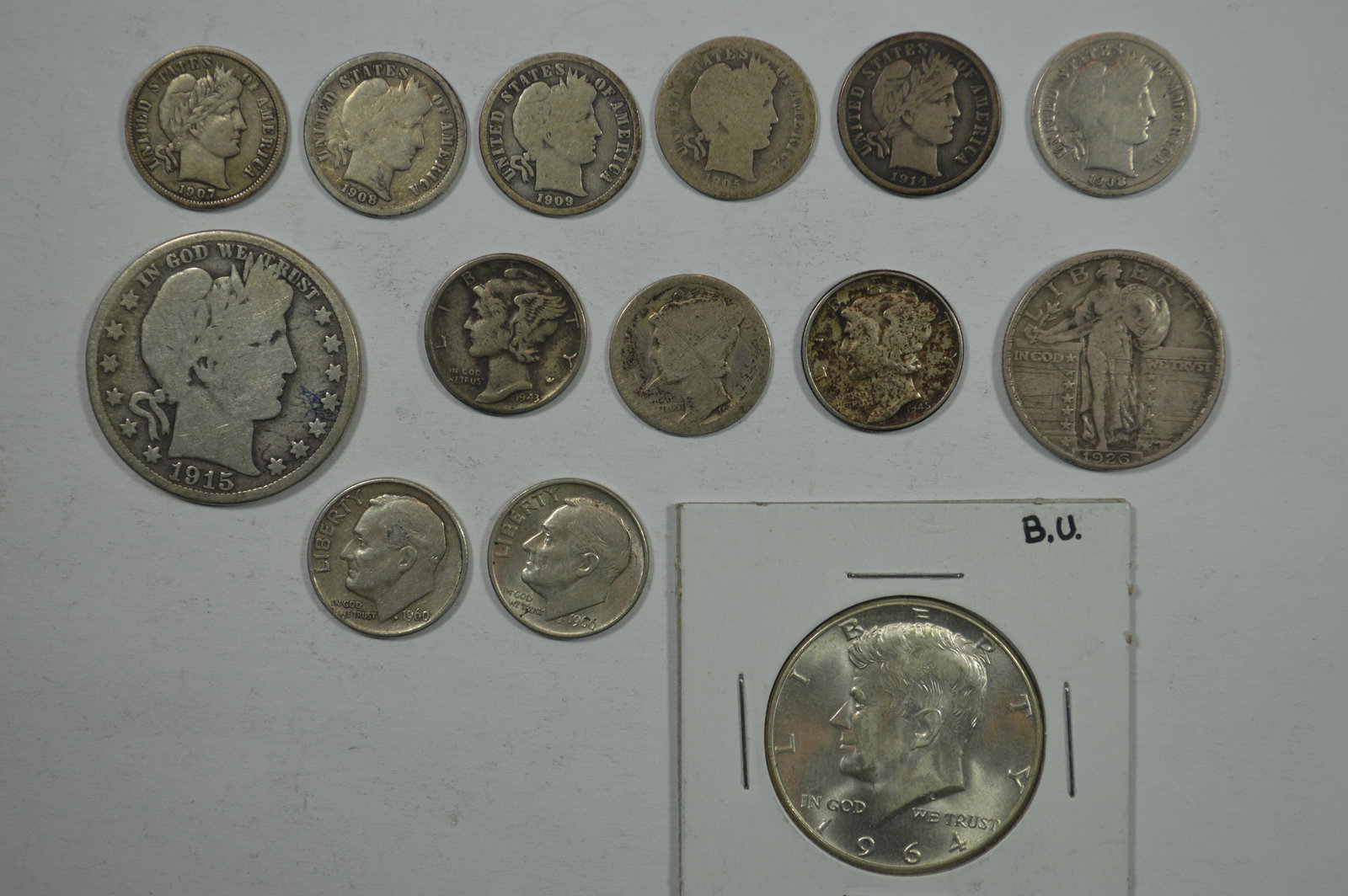 U.S. 90% Silver Coinage including some decent Barber ma (1 of 2)