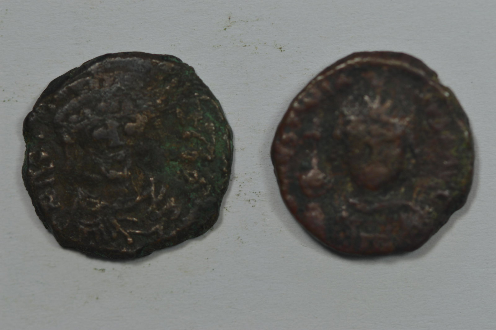 A Twosome of Byzantine Empire Bronze Dekanummium: Justi (1 of 2)