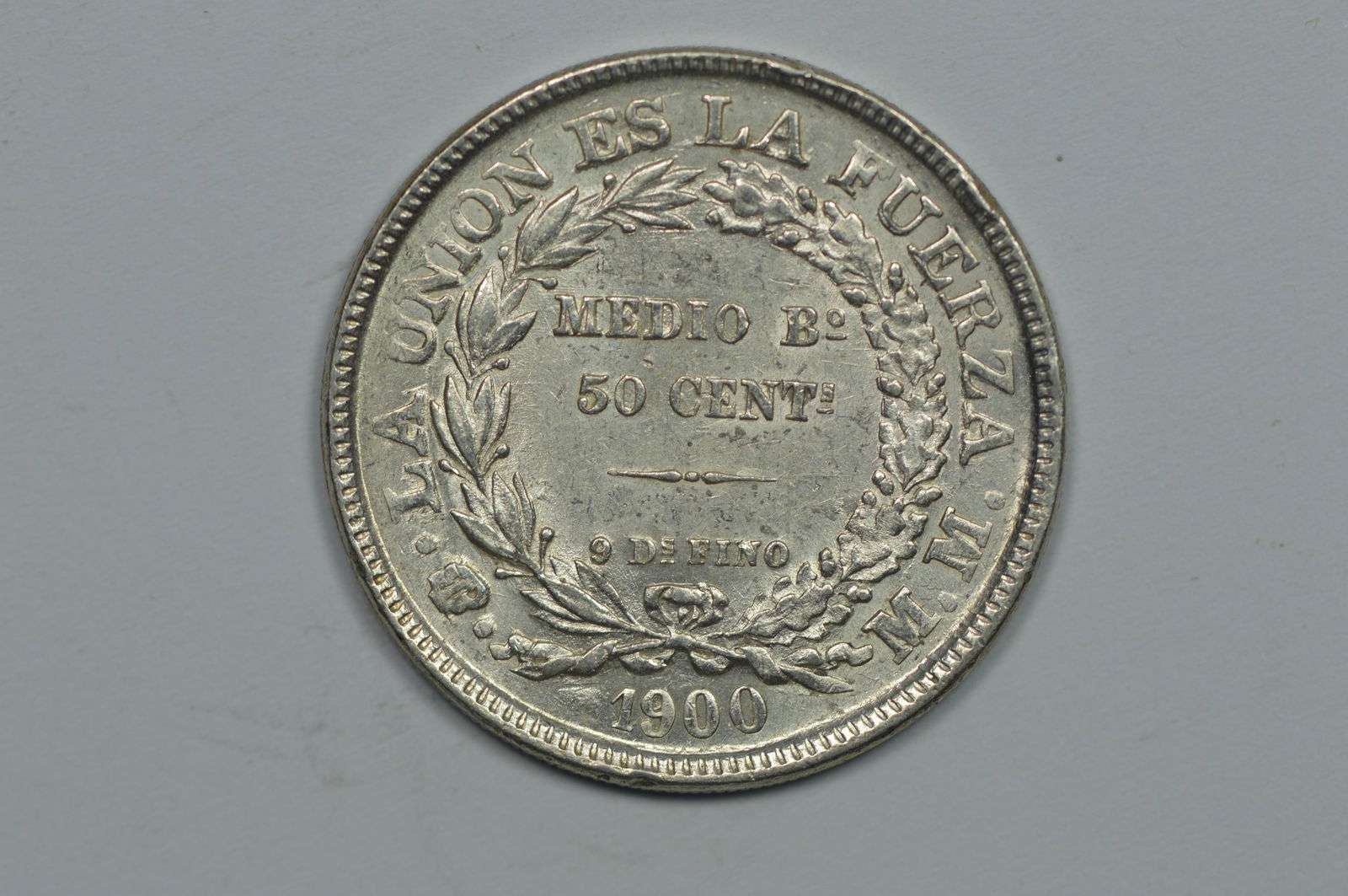 Bolivia 1900-PTS MM Silver 50 Centavos (KM-161.5, .3328 (1 of 1)