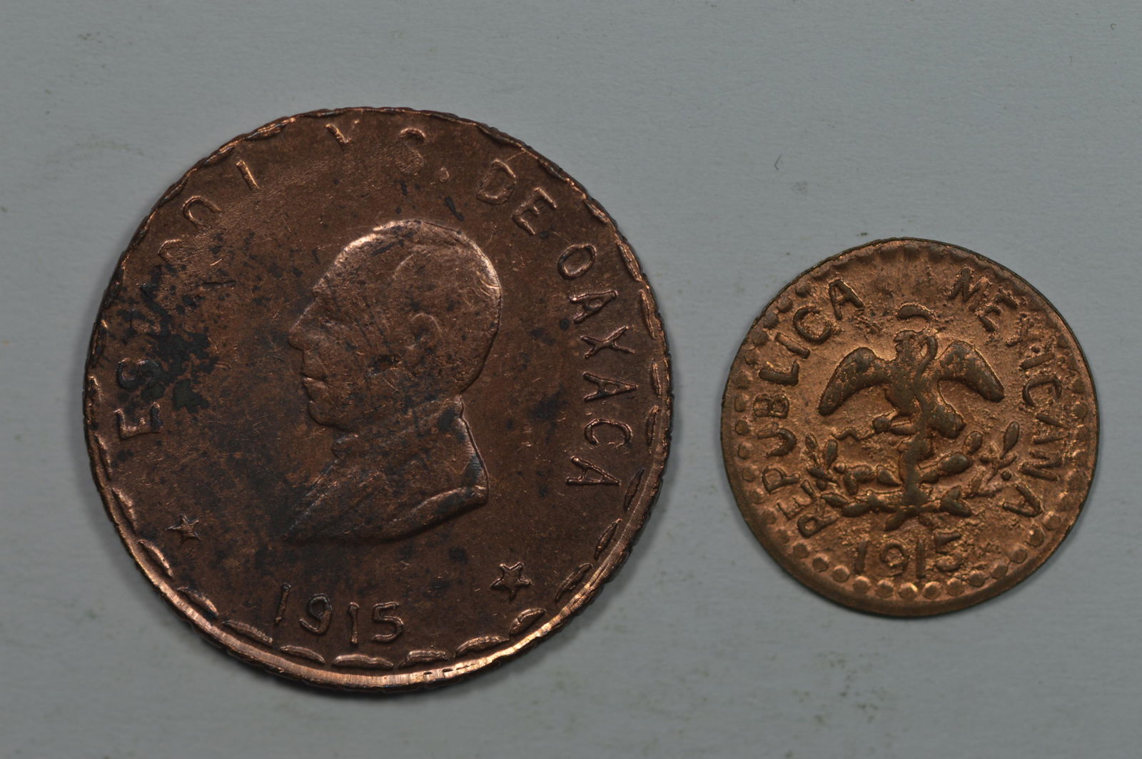 A Revolutionary Mexico Coinage Duo: Oaxaca 1915 Ten Cen (1 of 2)