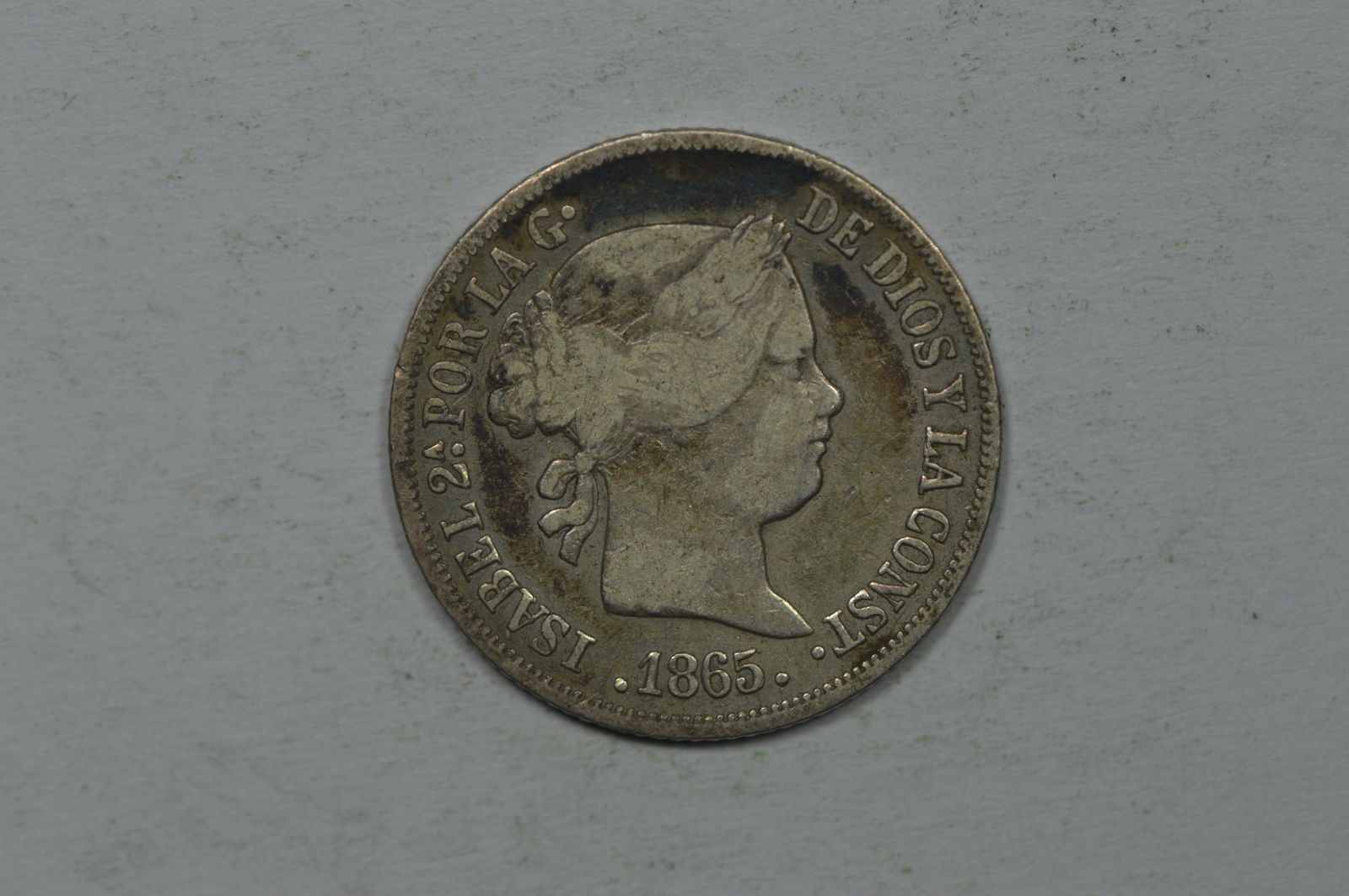 Philippines 1865 Silver 10 Centimos (KM-145, .0751 oz A (1 of 2)