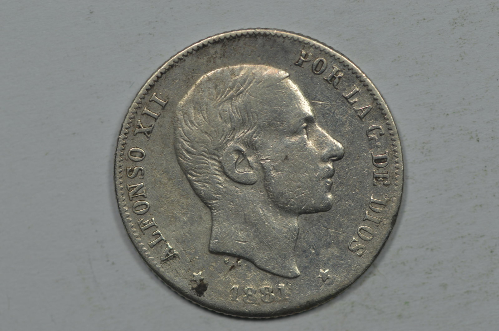 Philippines 1881 Silver 20 Centimos (KM-149, .1394 oz A: Philippines 1881 Silver 20 Centimos (KM-149, .1394 oz ASW). Detail of Fine or better but with signs of cleaning