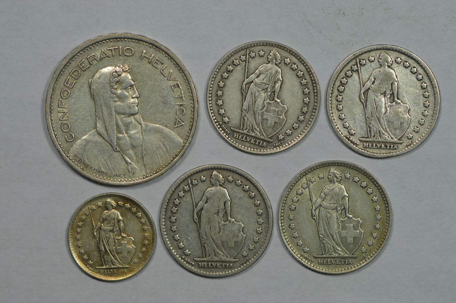 A Swiss Silver Coin Assortment (1904-1959) containing; (1 of 2)
