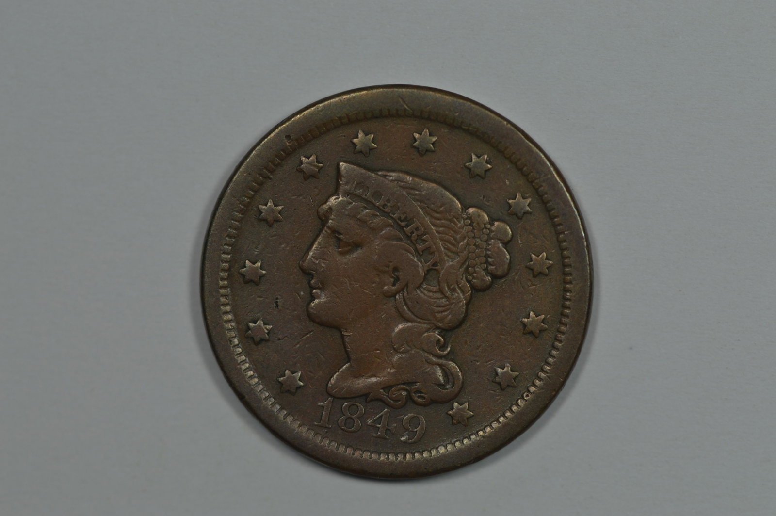 1c 1849 VG/Fine with a tiny dig at the central reverse.: 1c 1849 VG/Fine with a tiny dig at the central reverse.