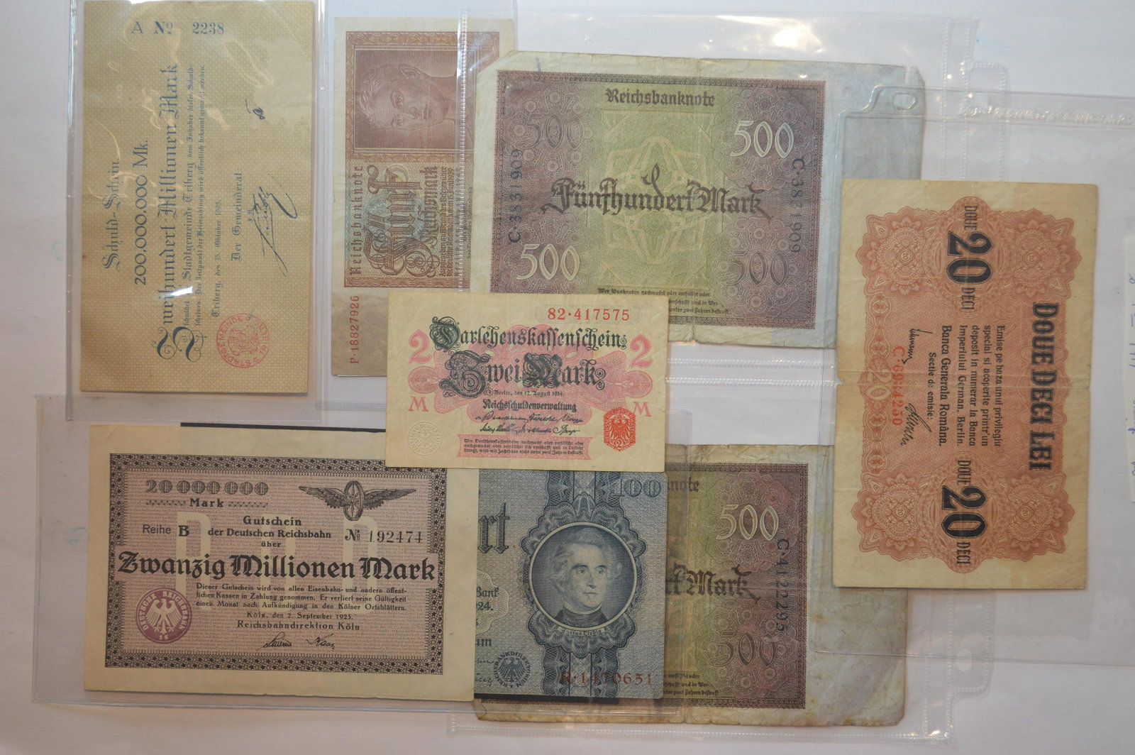A Nice Mixture of Mostly Early 20th Century German Banknotes.: A Nice Mixture of Mostly Early 20th Century German Banknotes. Examination is a must, as this lot includes some seldom encountered and/or higher catalogue value items. A total of 66 banknotes offered w