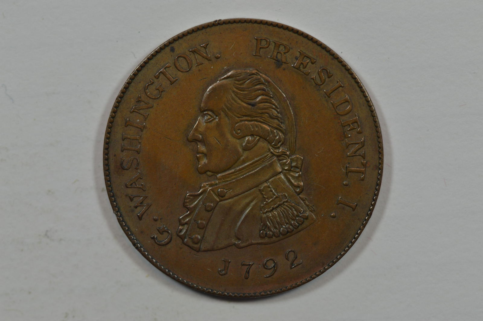 U.S. Colonial Coin. "1792" Washington "Half Dollar" Idler Copy of the rare Getz colonial patterns. (1 of 2)