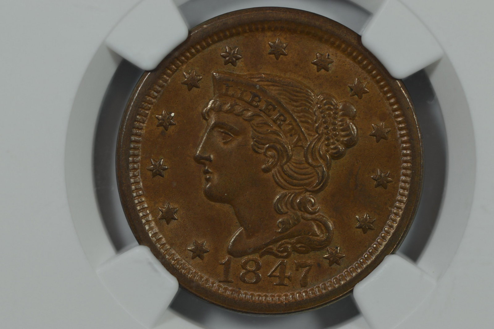 1c 1847 N-38/16 Early Die State (N-38). NGC MS63 BN. (1 of 2)