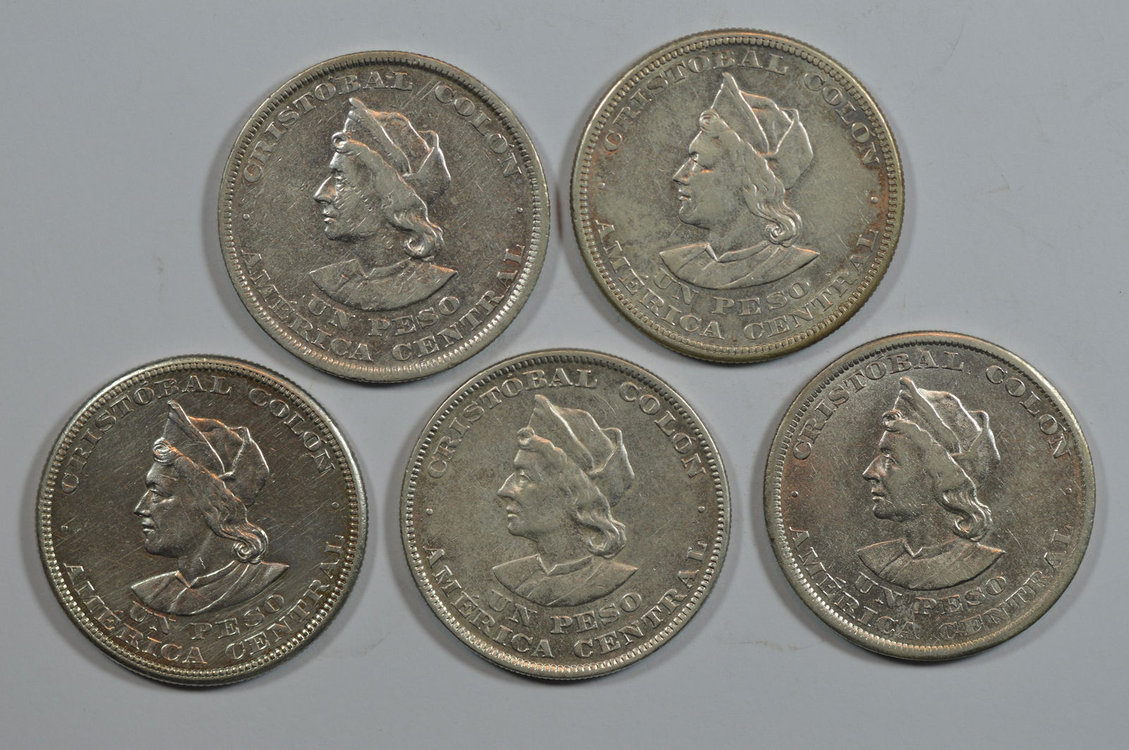 Five Different Date Earlier El Salvador Silver Pesos (1 of 2)