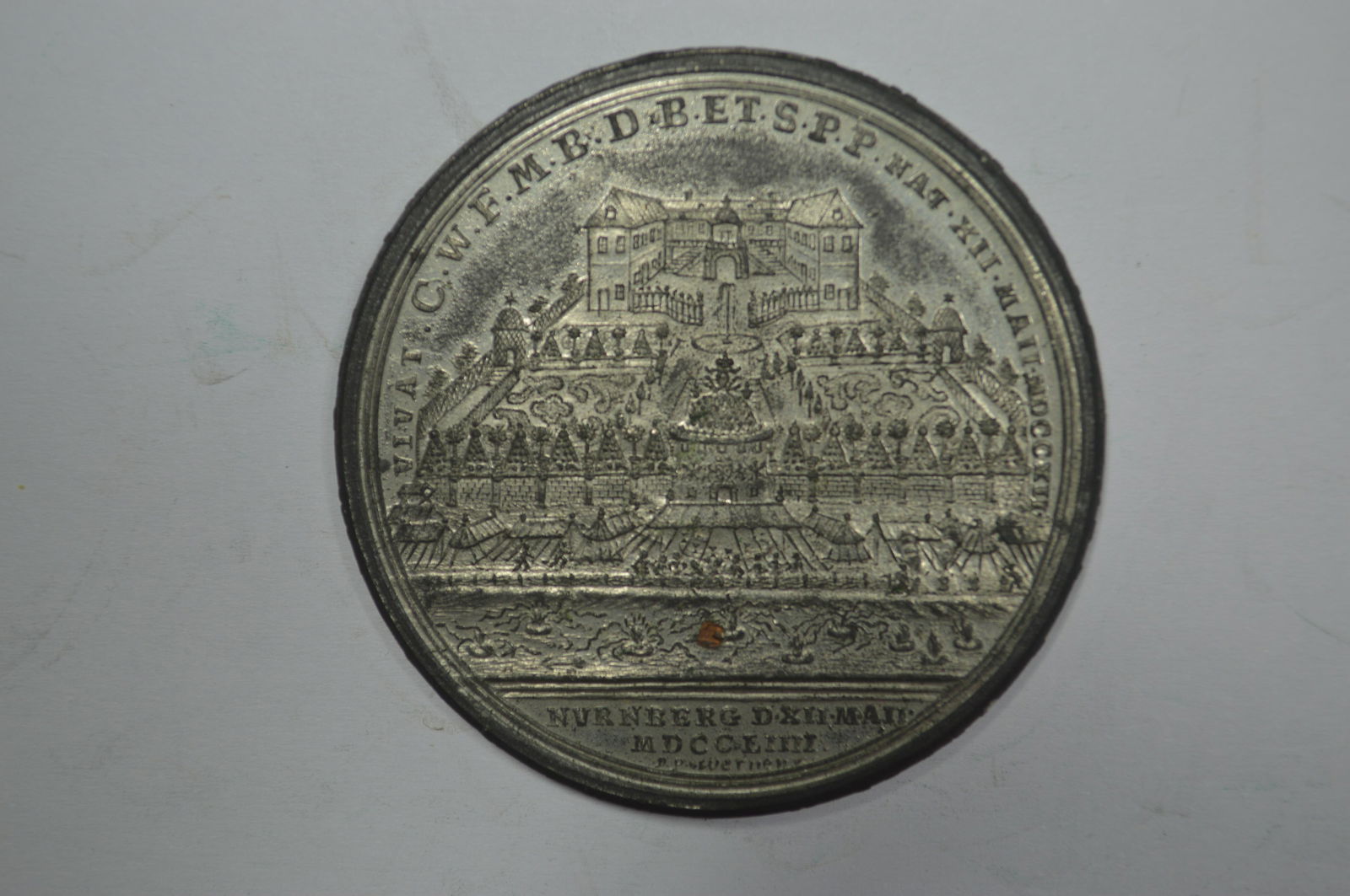 German States, Nurnberg. 1753 Medal Struck in celebration of the birthday of Karl Wilhelm Friedrich, (1 of 2)