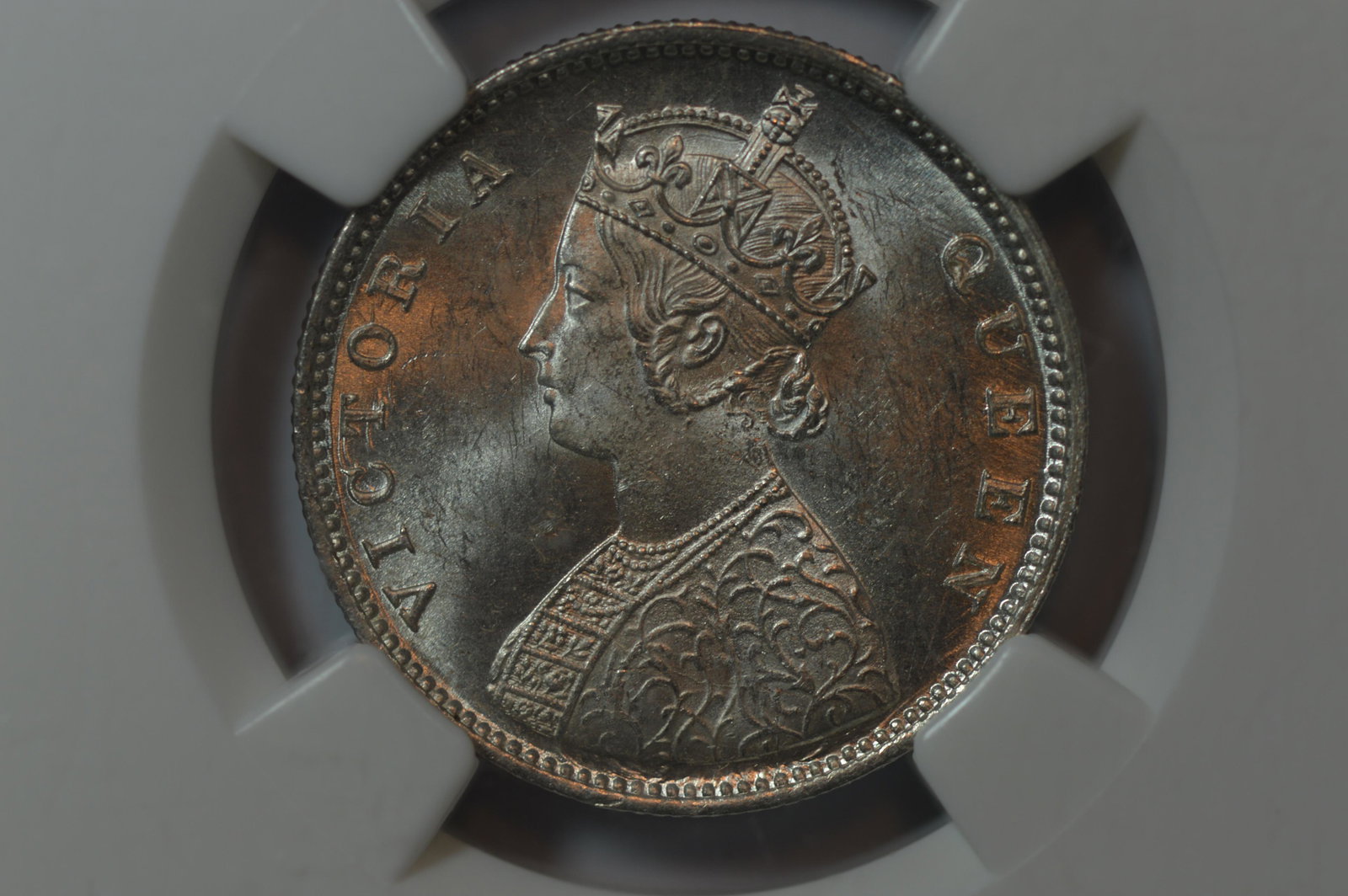 India, British. 1862 (B & M) Silver 1/2 Rupee (KM-472, .1719 oz ASW). (1 of 2)