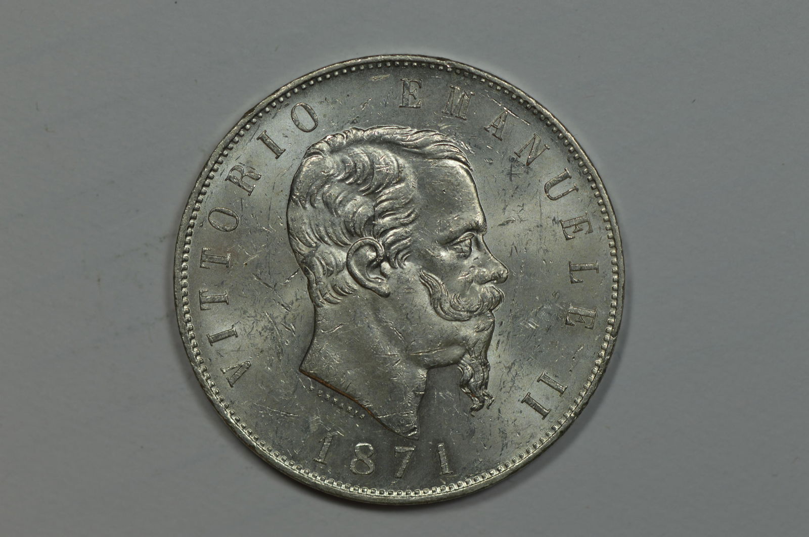 Italy 1871 M BN Silver 5 Lire (KM-8.3, .7234 oz ASW) (1 of 2)