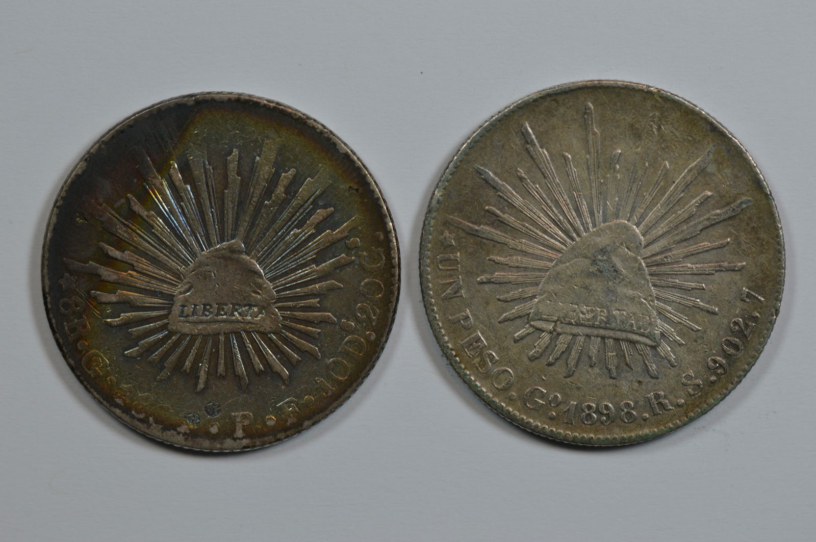 A Pair of Mexican Crown-Sized Silver Coins (1 of 2)