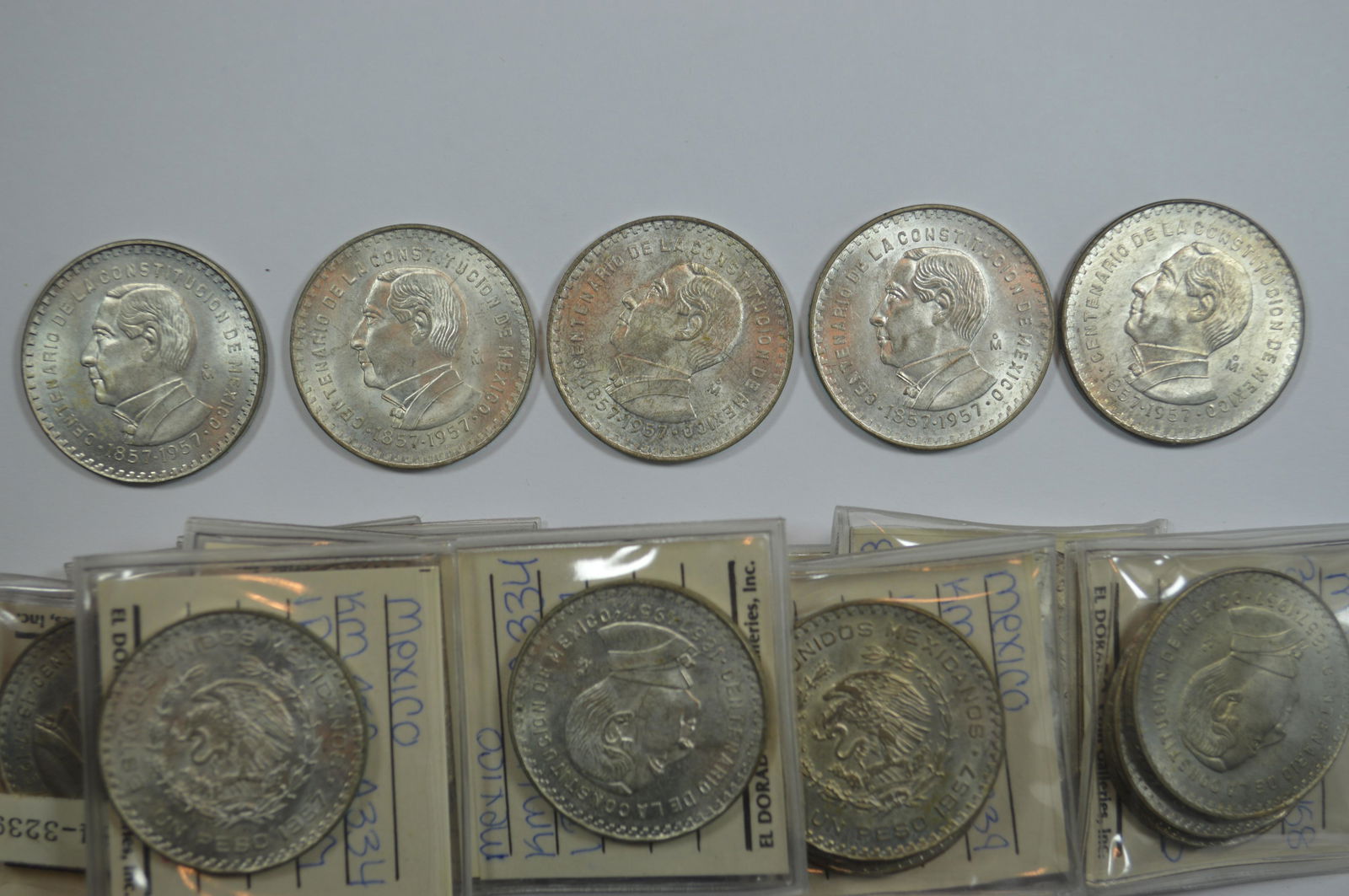 A Decent Sized Stash of 100th Anniversary of the Constitution 1957 Mexico Pesos (1 of 2)