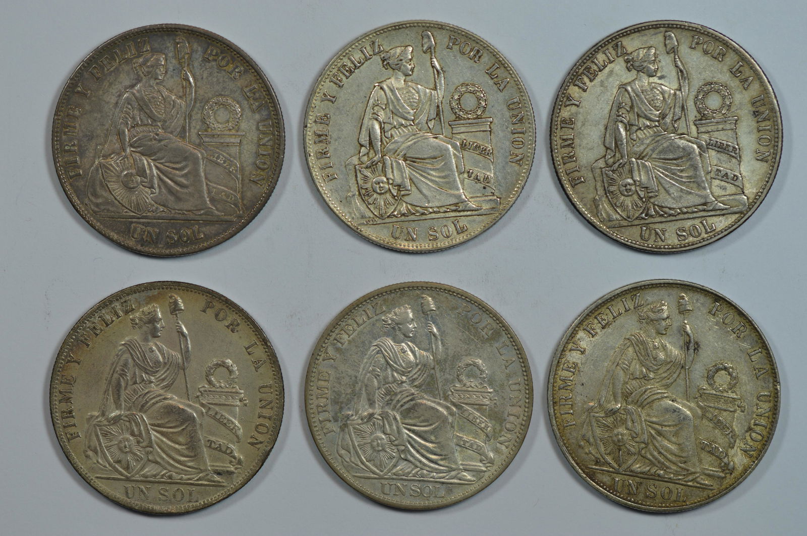 Half Dozen Different Date Better Quality Peru Silver Sols (1 of 2)
