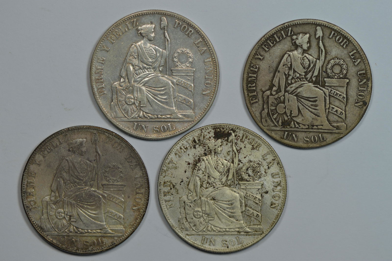 An 1885 Peru Silver Sol Variety Foursome (1 of 2)