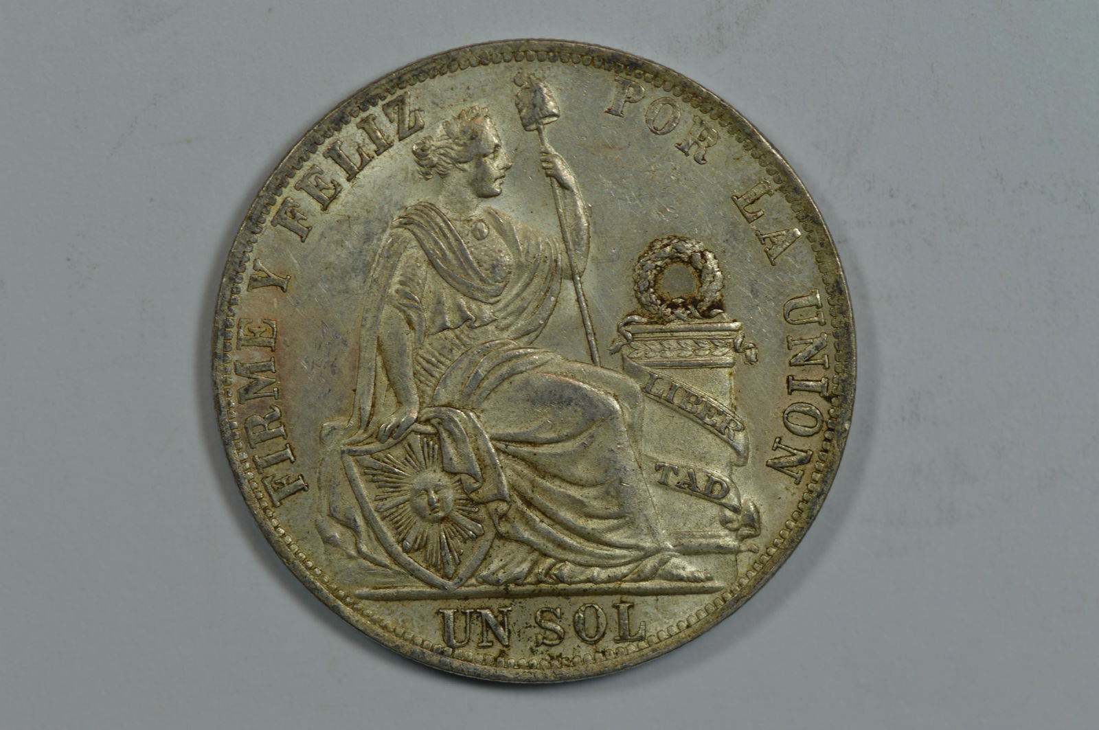 Peru 1888 TF/BF Silver Sol (KM-196.24, .7234 oz ASW). (1 of 2)