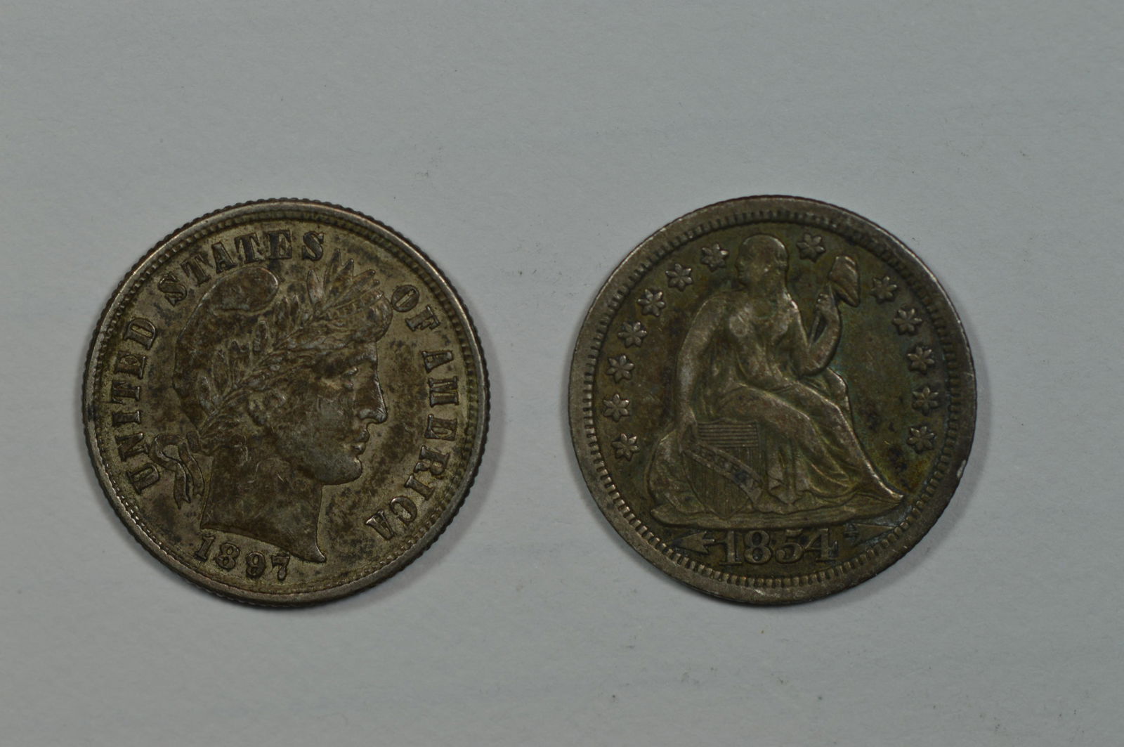A Pair of Better Quality Earlier Date Dimes: 1854 Arrows. (1 of 2)