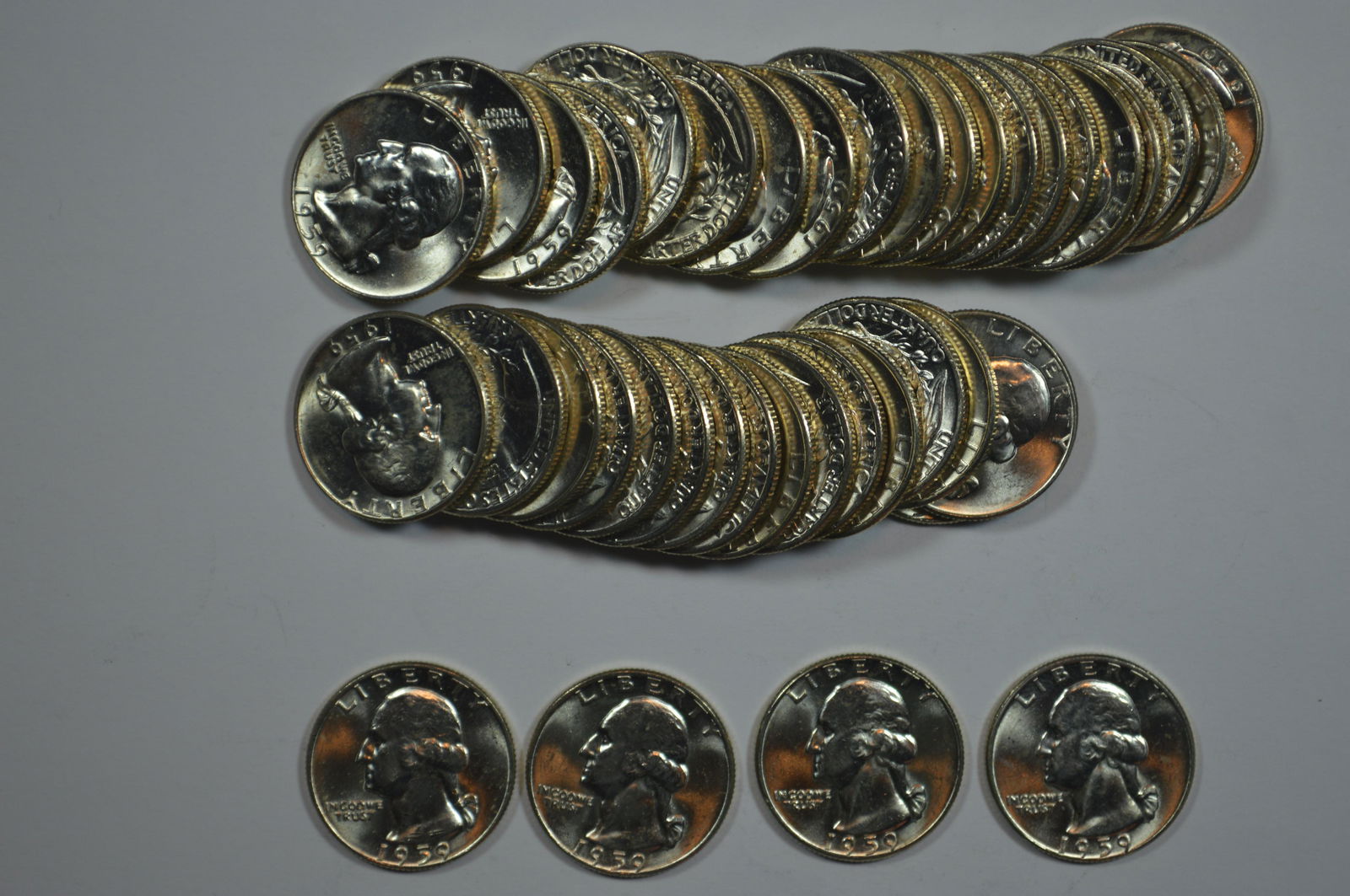 An Entirely Fresh Original Roll of 1959 Quarters. (1 of 1)