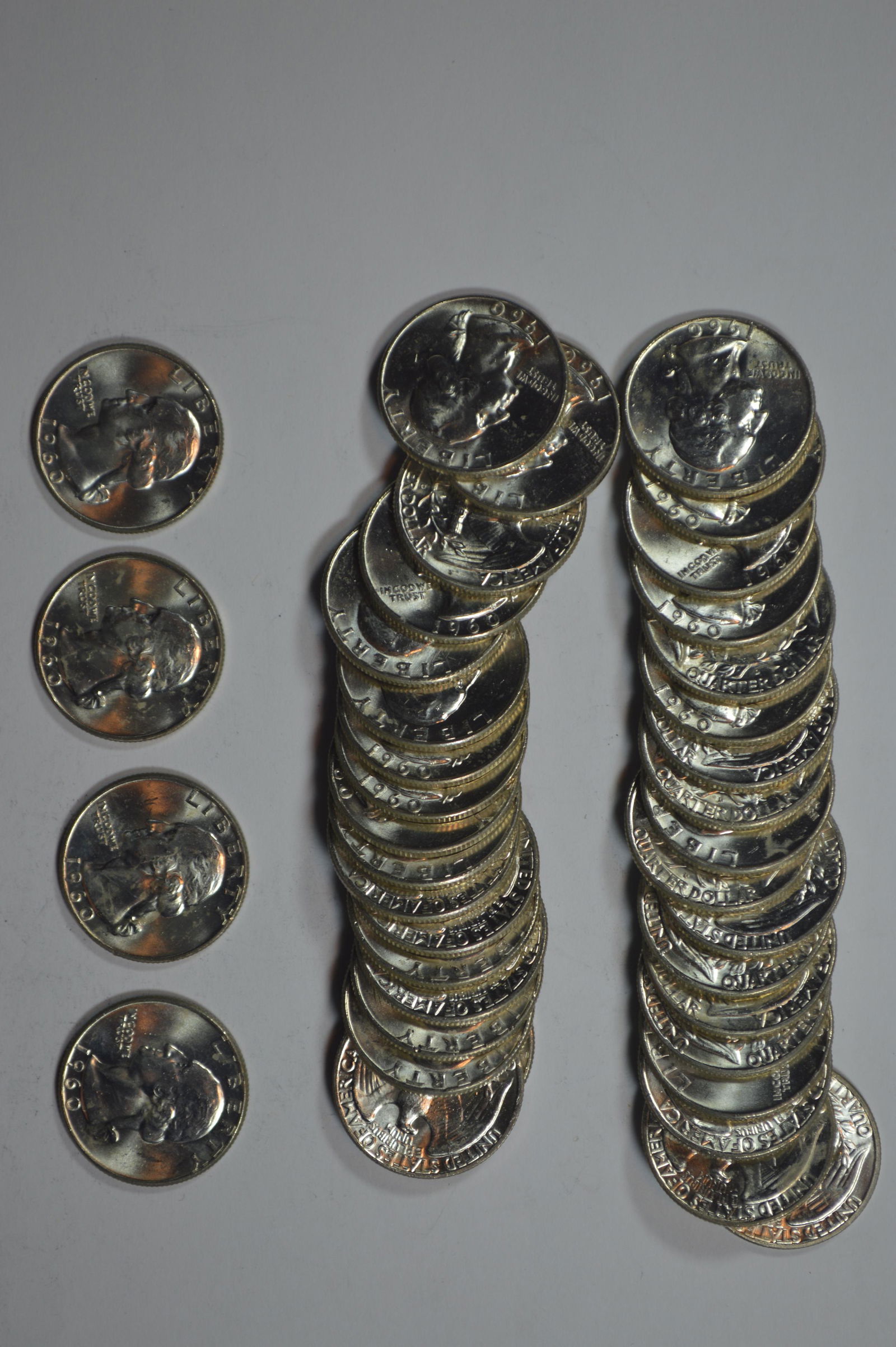 Entirely Fresh Original Roll of 1960-D Quarters. (1 of 1)