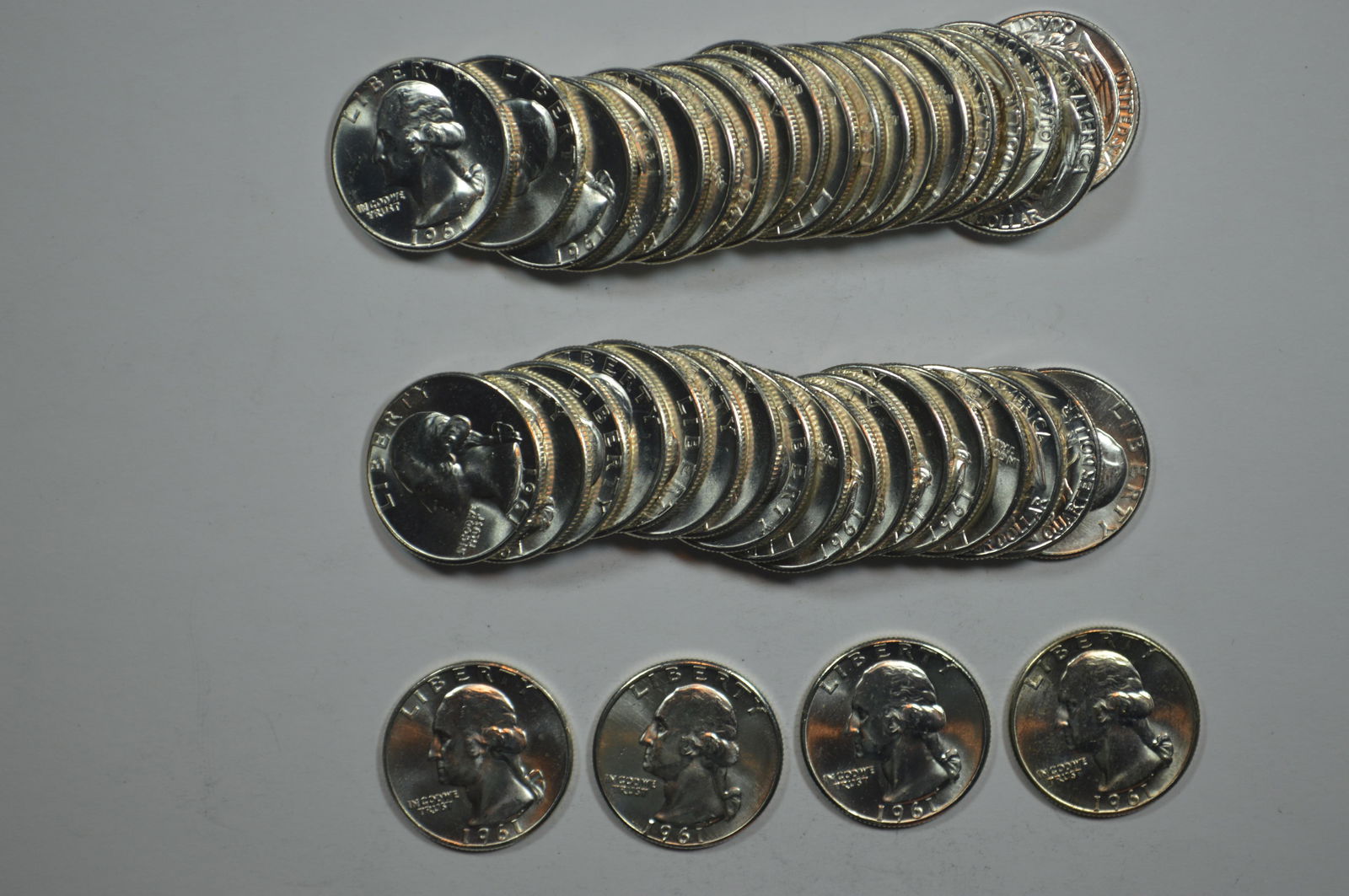 An Entirely Fresh Original Roll of 1961 Quarters. (1 of 1)