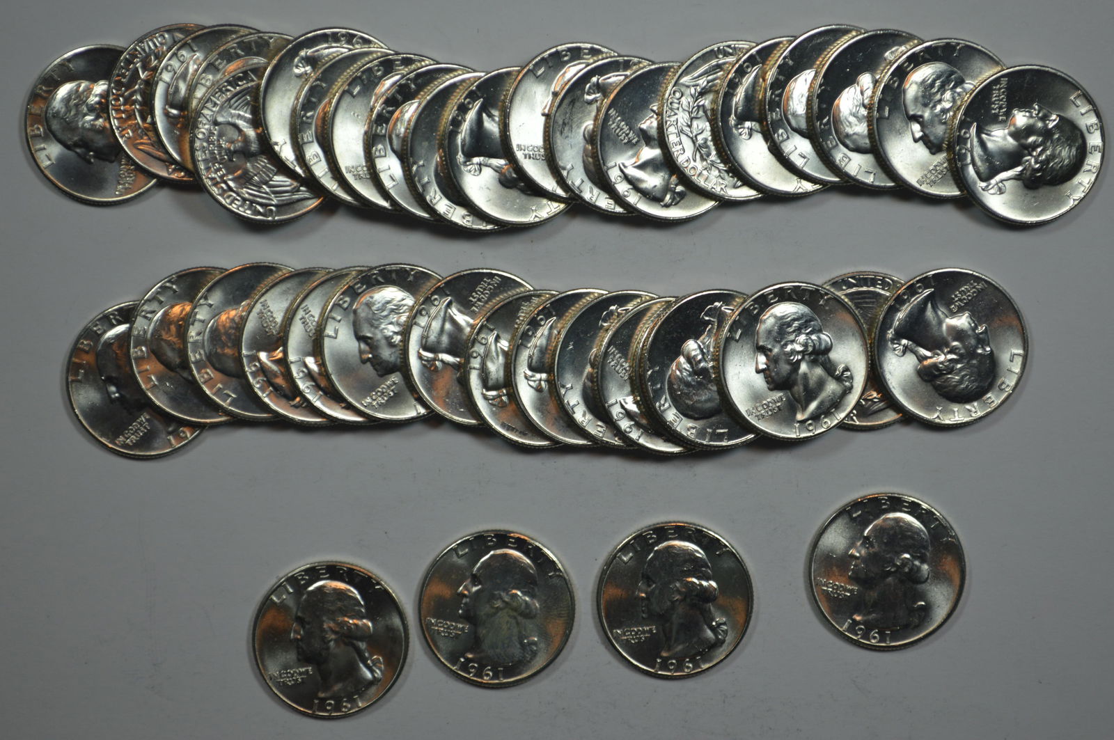 A Second Entirely Fresh Original Roll of 1961 Quarters. (1 of 1)