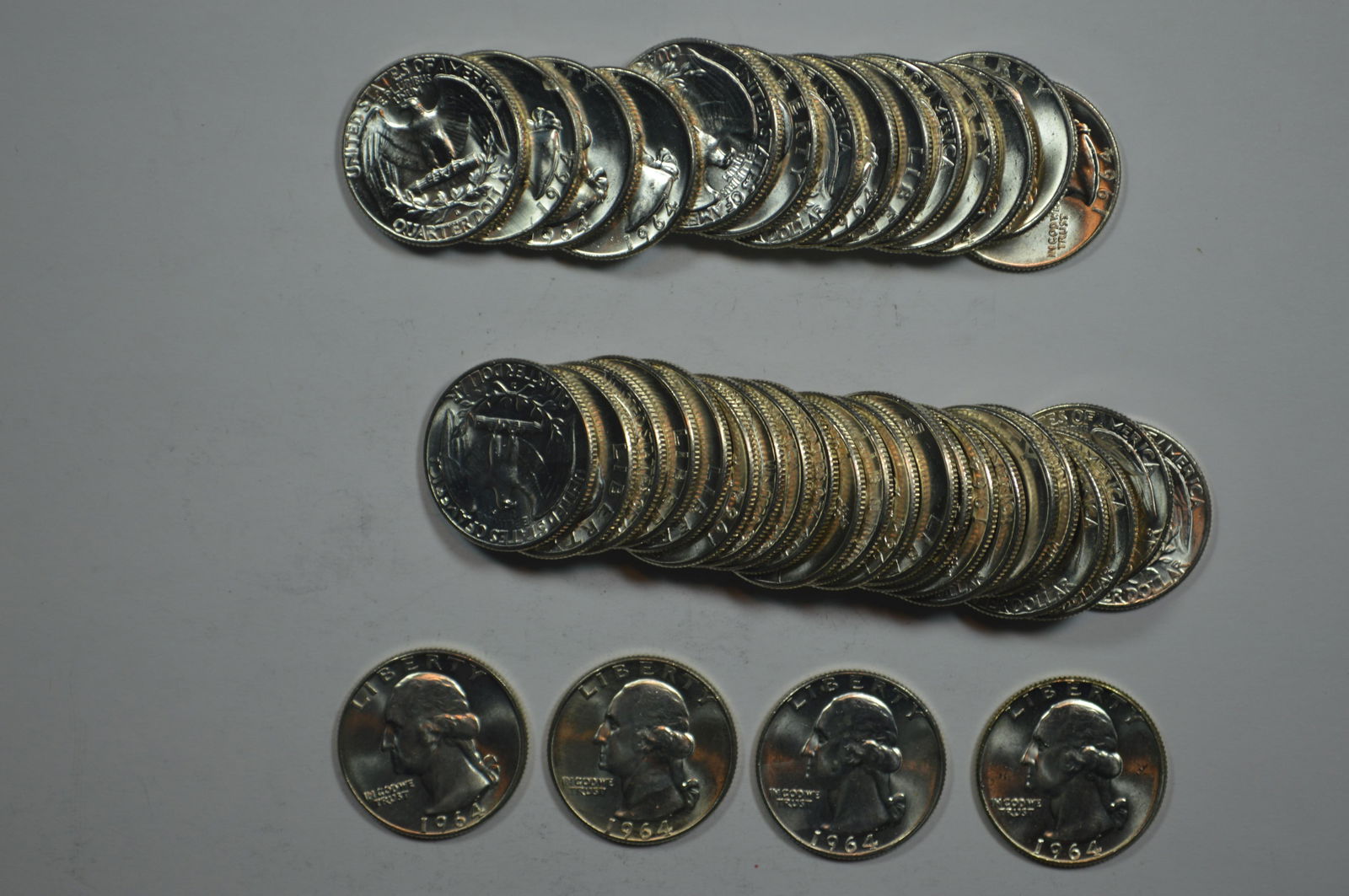 A Second Entirely Fresh Original Roll of 1964-D Quarters. (1 of 1)