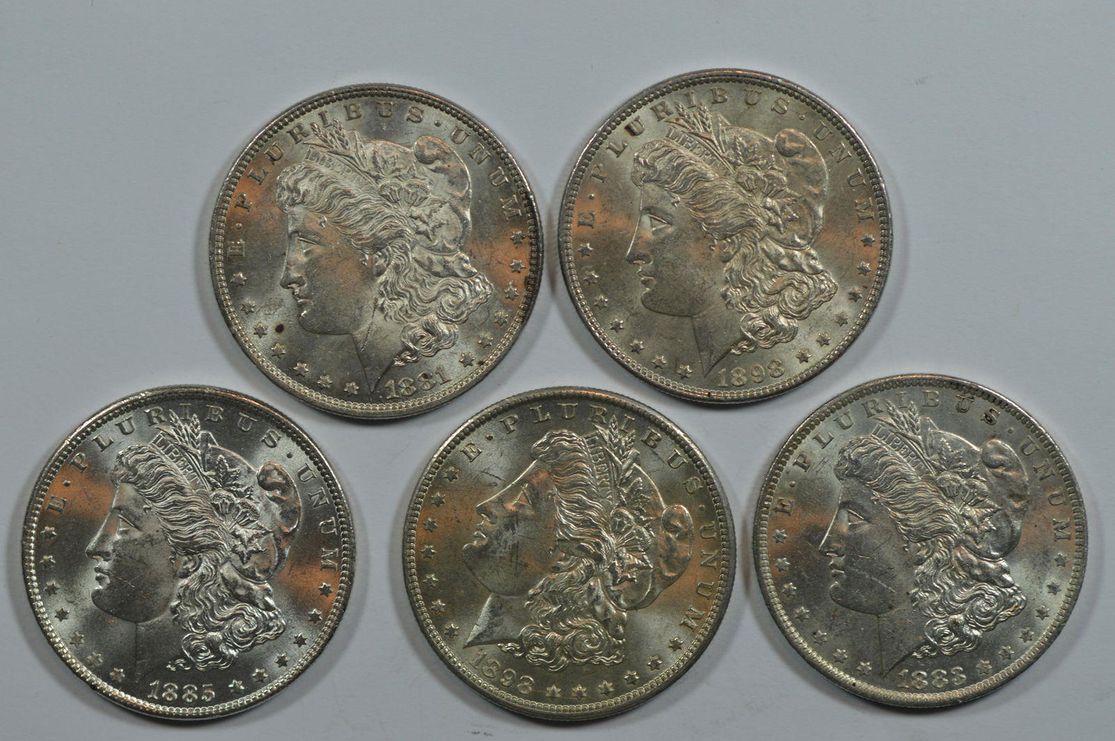 A Satiny Mint State Morgan Dollar Quintet (1 of 2)