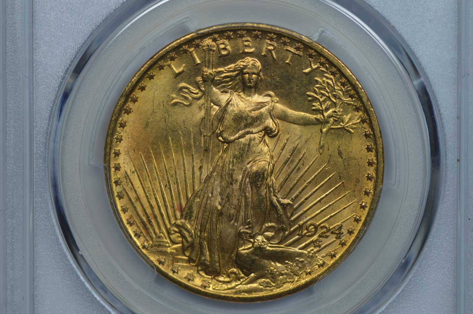 $20.00 Gold 1924 PCGS MS65+. (1 of 2)