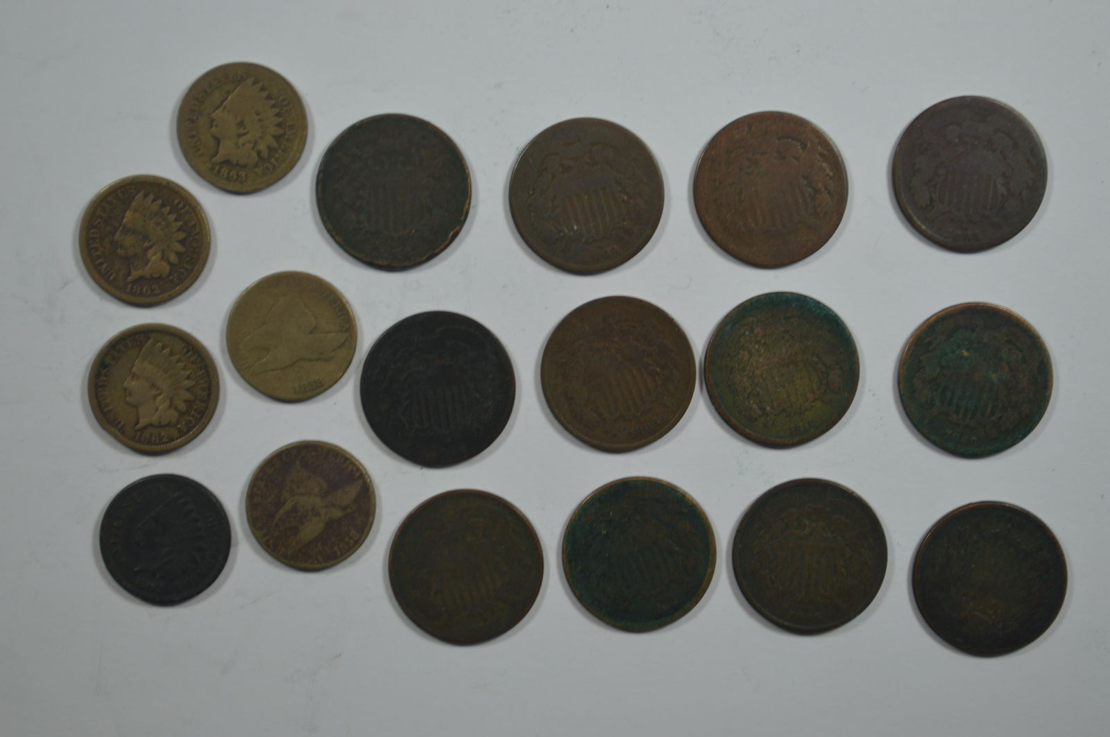 A Small Stash of Lower Grade Obsolete Cents and Two Cent Pieces (1 of 2)