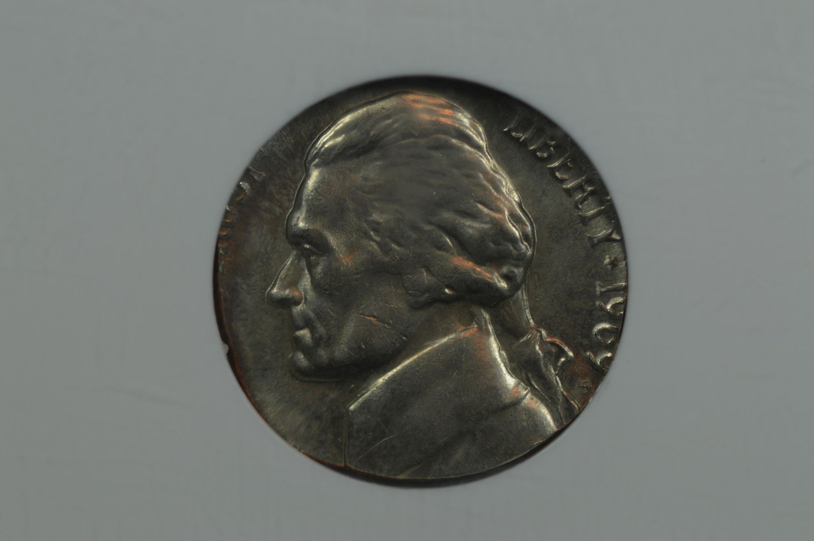 Mint Error. 5c 1969-S "Struck on a 10c Blank" (2.2 grams). NGC MS64 (1 of 2)