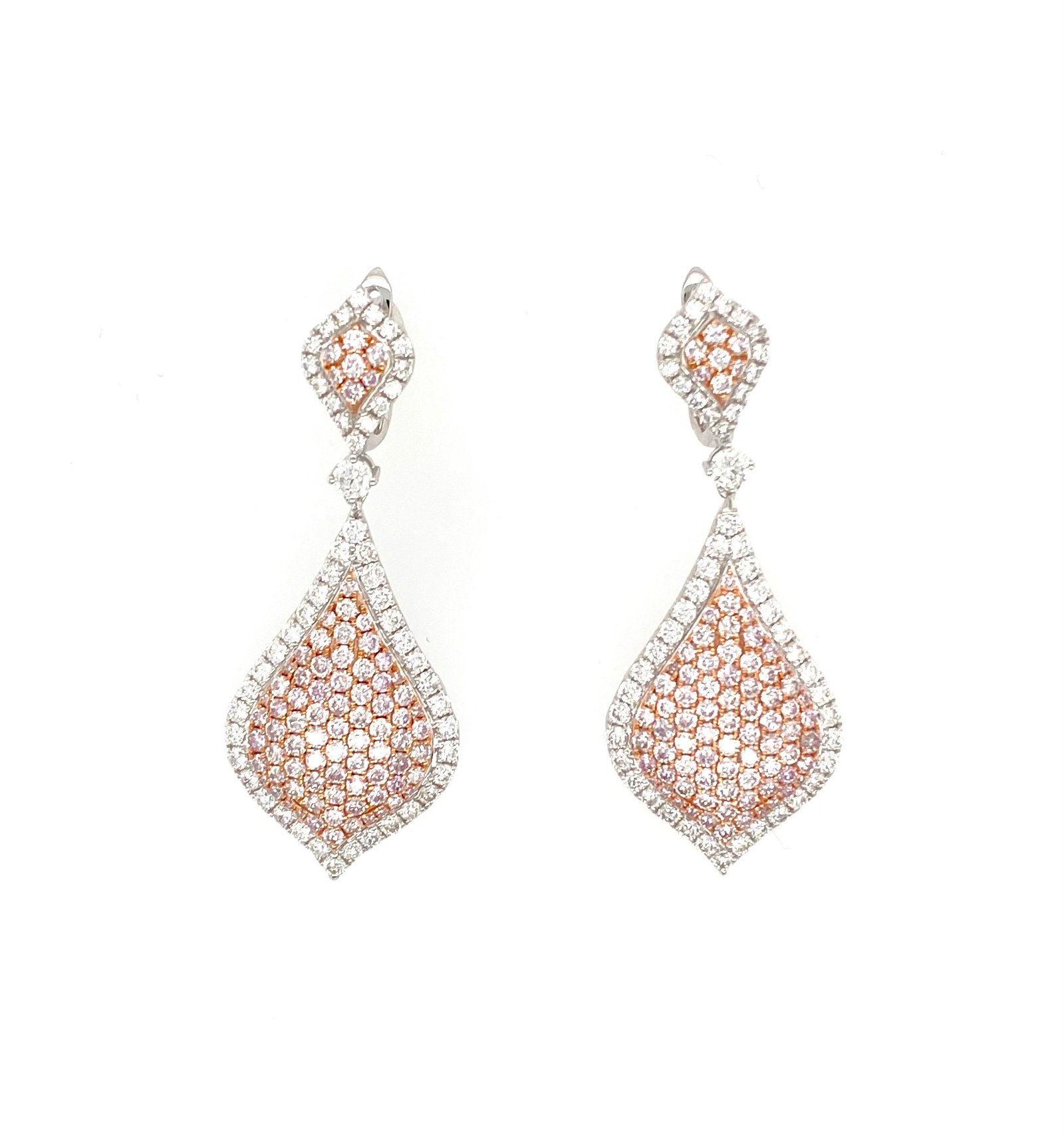 5.32ct Natural Pink and White Diamond Earrings (1 of 1)