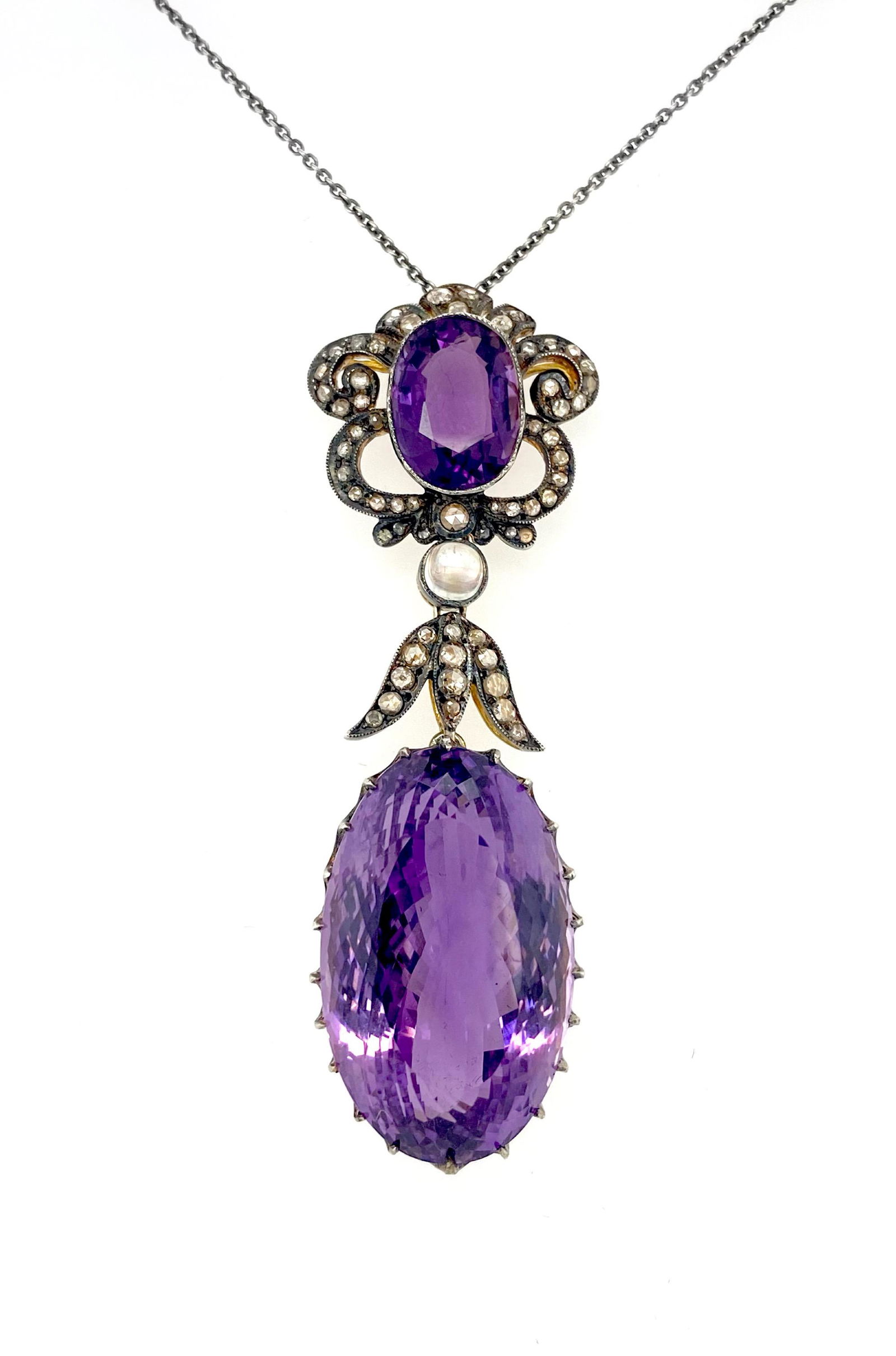 Estate Amethyst & Diamond Pendant (1 of 1)