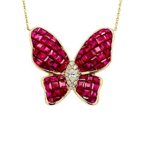 Estate Ruby Butterfly Necklace