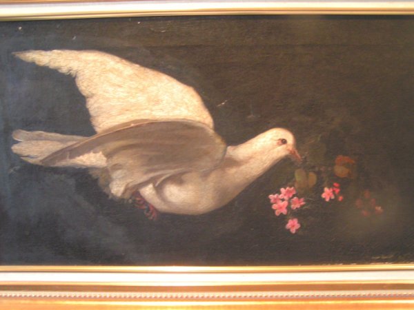 primitive painting of a dove american school oil o - 2