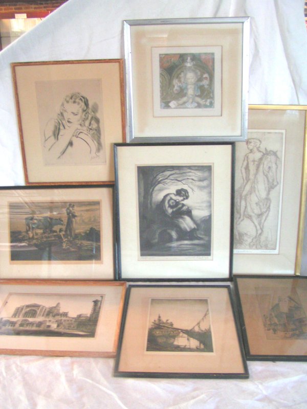john taylor arms etching along with 8 other etchin: john taylor arms etching along with 8 other etchings and prints