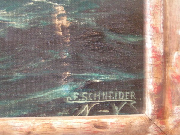 f schneider painting of a masted schooner at sea i - 3