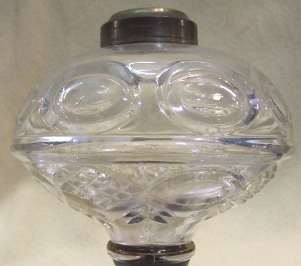 Early oil lamp thumbprint and fern pattern glass f - 2