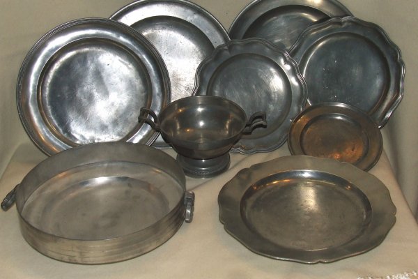 9 piece lot of pewter ware