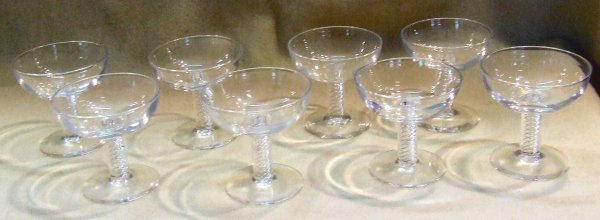 Steuben crystal 8 Champagne glasses with air twist