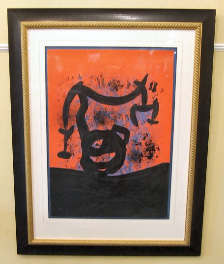Joan Miro - Limited Edition Print, "Balance on the: Joan Miro - Limited Edition Print, "Balance on the Horizon", framed professionally, small tears and crumpled edge on bottom sides. #57 of edition of 75