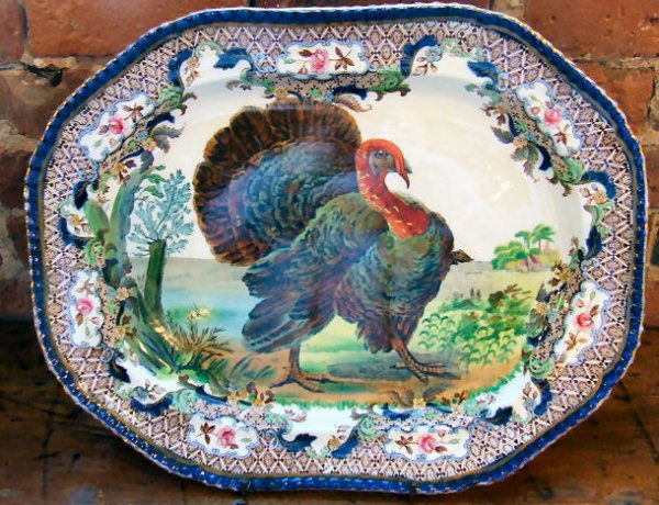 Spode Turkey Platter, full color, 17" X 13.5" no c: Spode Turkey Platter, full color, 17" X 13.5" no chips, cracks or crazing, some utensil marks.