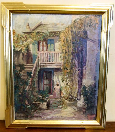 Painting of New Orleans, Collette Pope Heldner, oi: Painting of New Orleans, Collette Pope Heldner, oil on artist board, 1928, signed lower right with location information or reverse, excellent condition, 16" X 20"